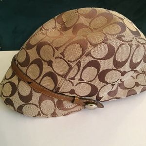 Coach Signature Rain Hat with Leather Trim Satin Lining